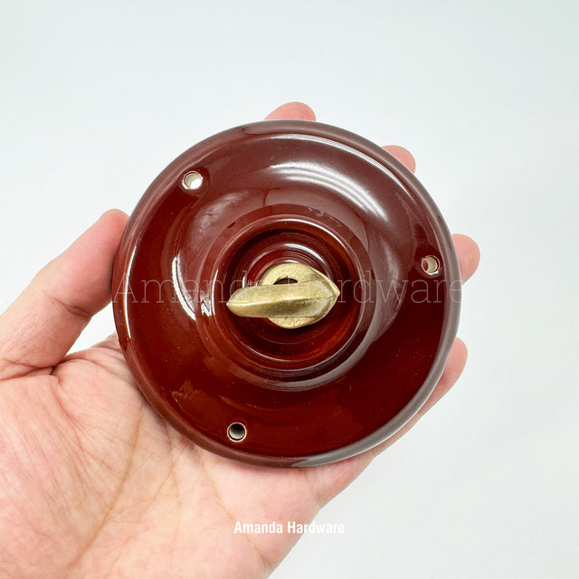 Brown Ceramic Canopy Hook - 4.13in