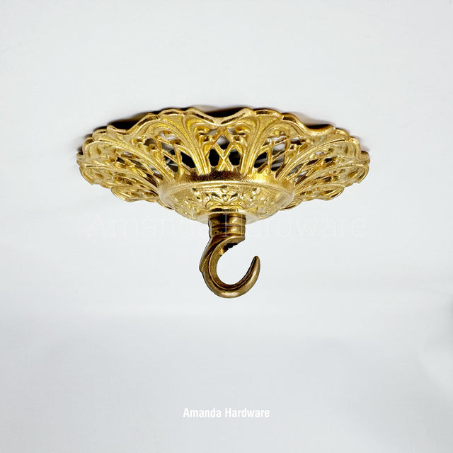 Brass Floral Cap Hook - 4.65in