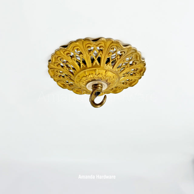 Brass Floral Cap Hook - 5.5in