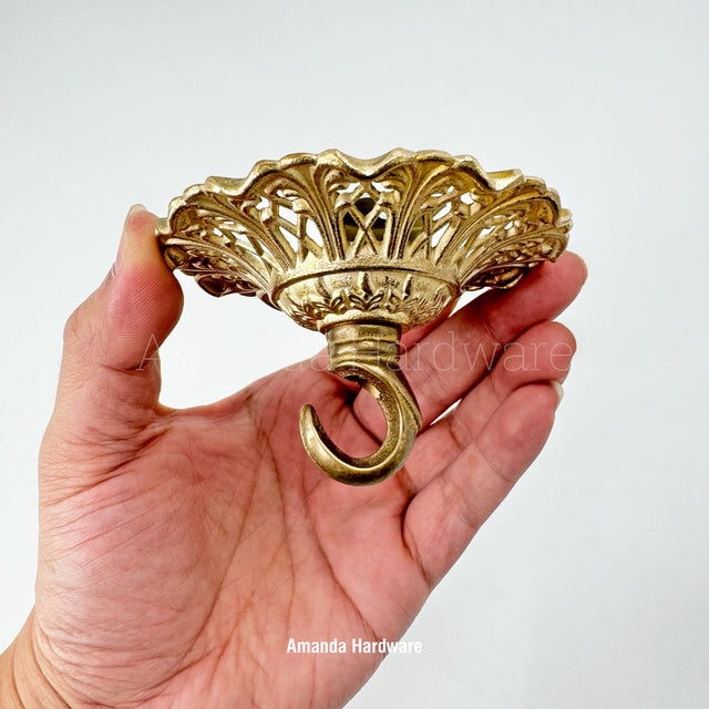 Brass Floral Cap Hook - 3.54in