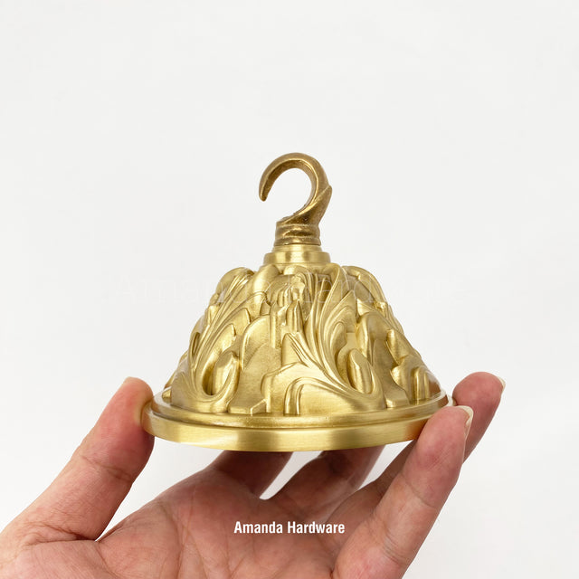 Brass Floral Dome Canopy Hook - 4.06in