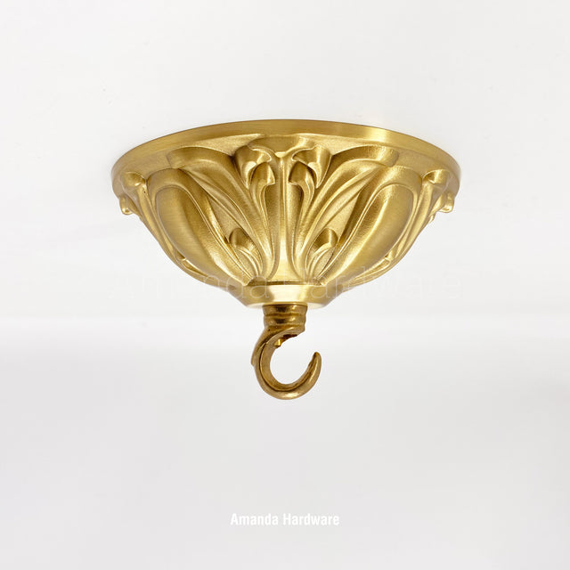 Lacquered Brass Floral Dome Canopy - 4.72in