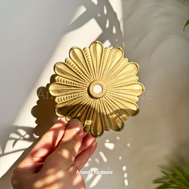 Brass Floral Rosette Hook - 4.72in