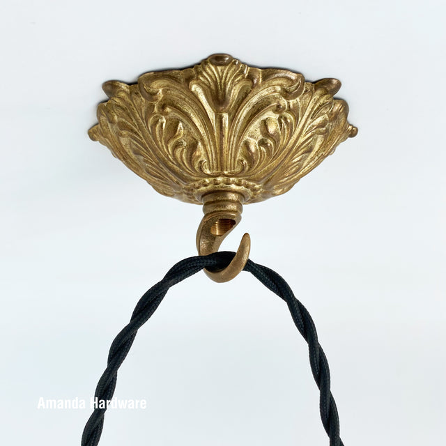 Floral Brass Dome Hook - 4in