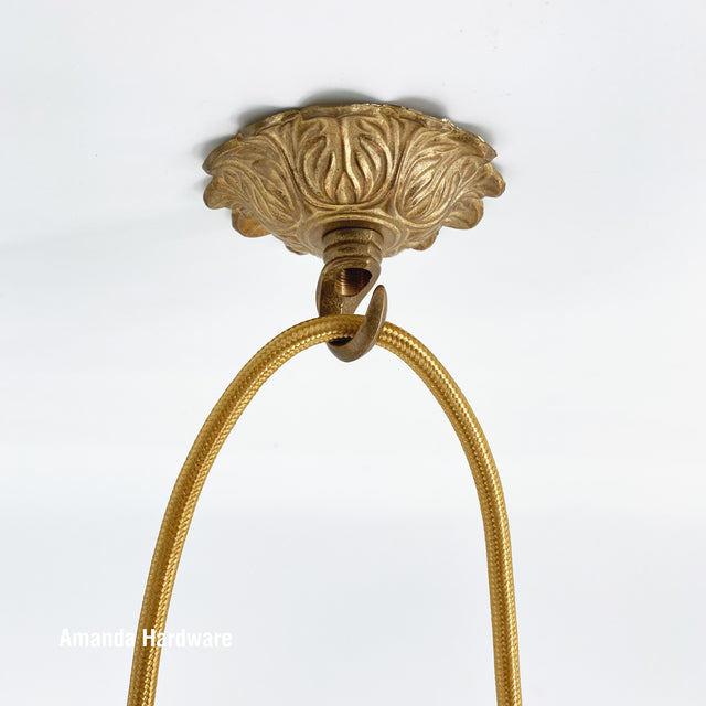 Floral Brass Dome Hook - 3in