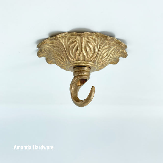 Floral Brass Dome Hook - 3in