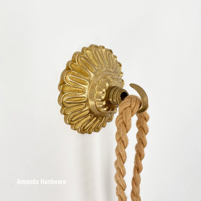 Floral Brass Dome Hook - 3.2in