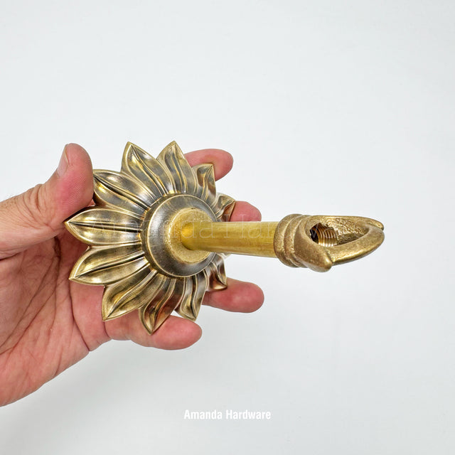 Floral Brass Petal Hook With Rod - 3.5in