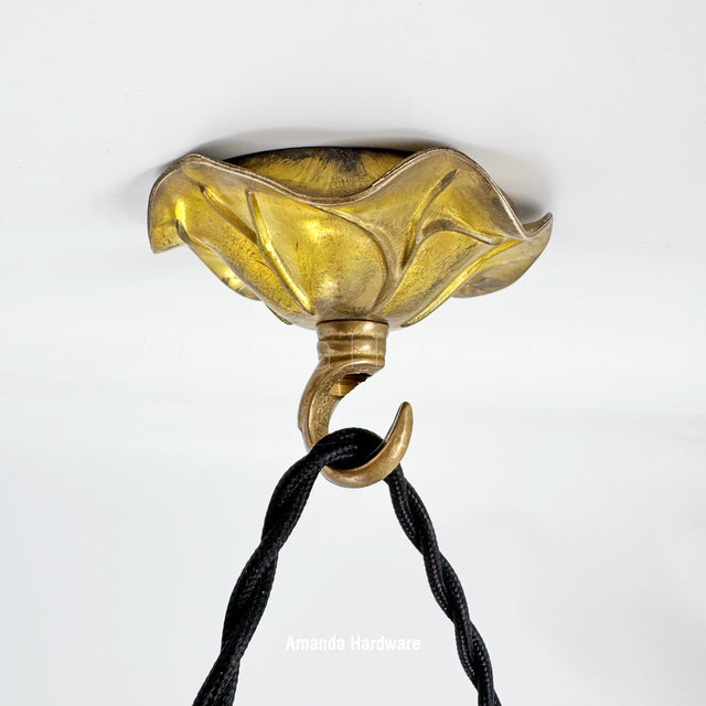 Brass Lotus Leaf Hook - 3.15in