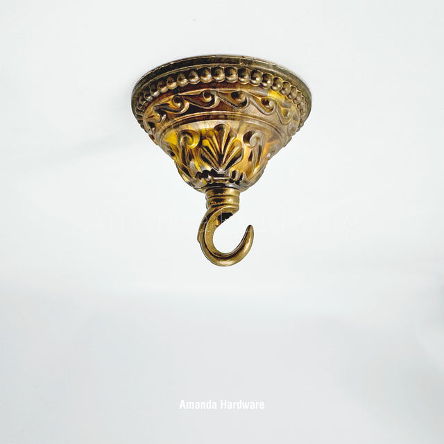 Brass Ornamental Cone Hook - 3.27in
