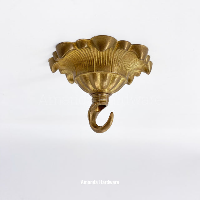 Brass Flower Petal Dome Hook - 3.56in