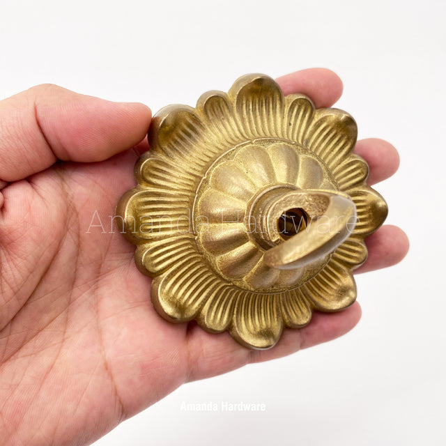 Brass Flower Petal Dome Hook - 3.56in
