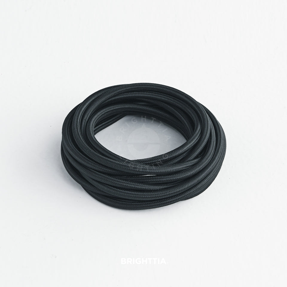 Black Fabric Cord - Cloth Covered Electrical Wire - Custom Lengths