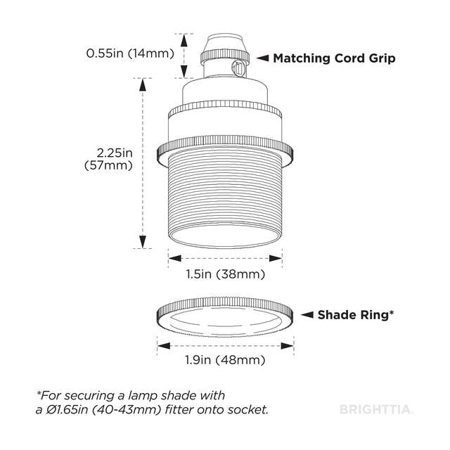 Premium Shade-Ready E26 Bulb Socket - Nickel