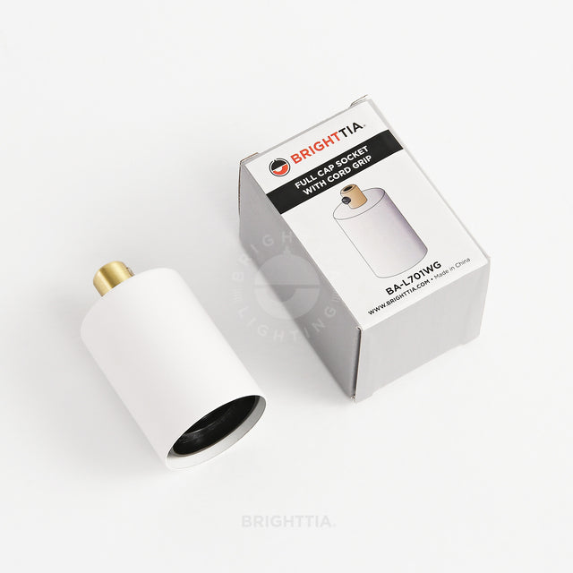Full Cap E26 Bulb Socket With Cord Grip - White/Gold