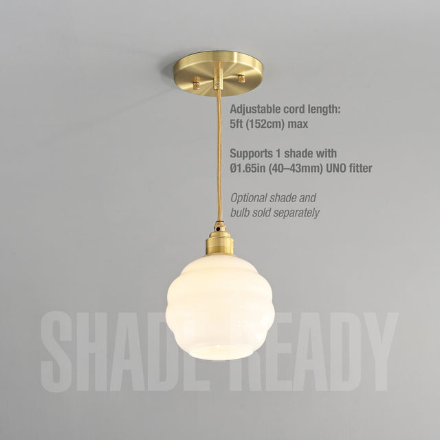 Premium Brass Shade-Ready Hardwired Pendant - Brass