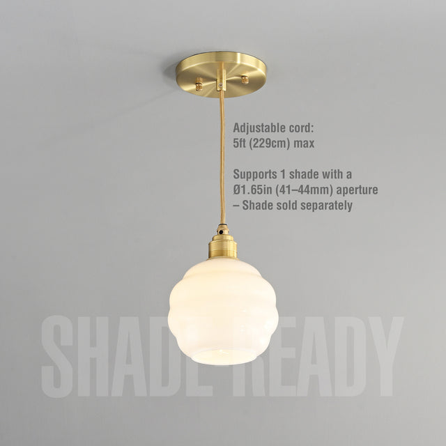 Premium Brass Shade-Ready Hardwired Pendant - Brass