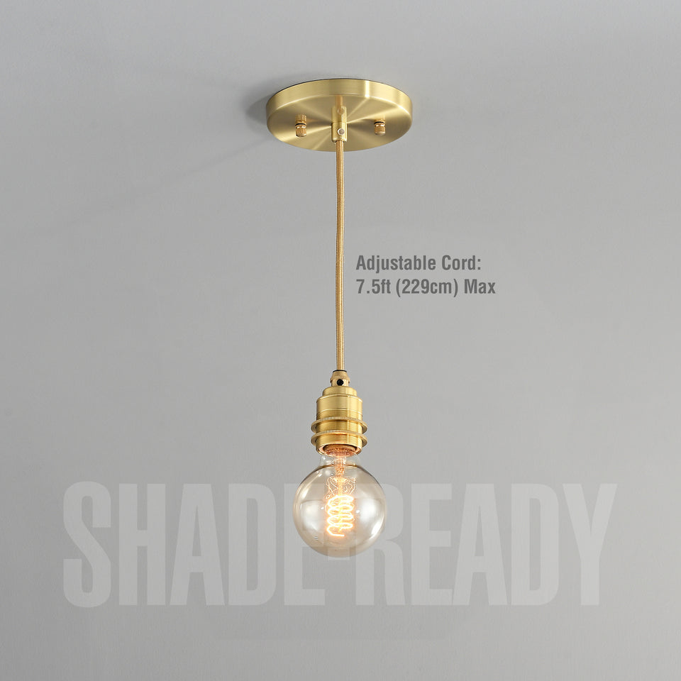 Premium Brass Shade Ready Hardwire Pendant - Brushed Brass