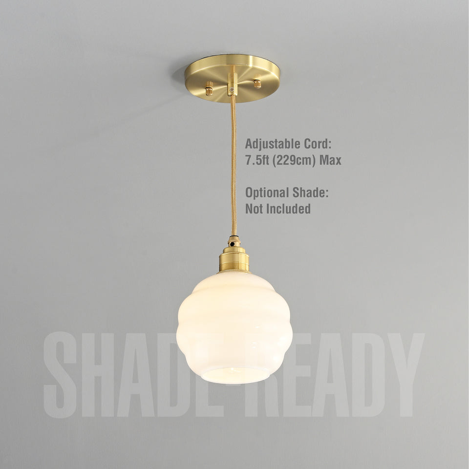 Premium Brass Shade Ready Hardwire Pendant - Brushed Brass