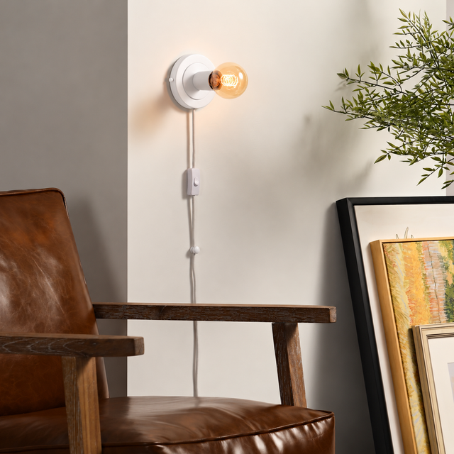 Luna Plug In Wall Sconce - White