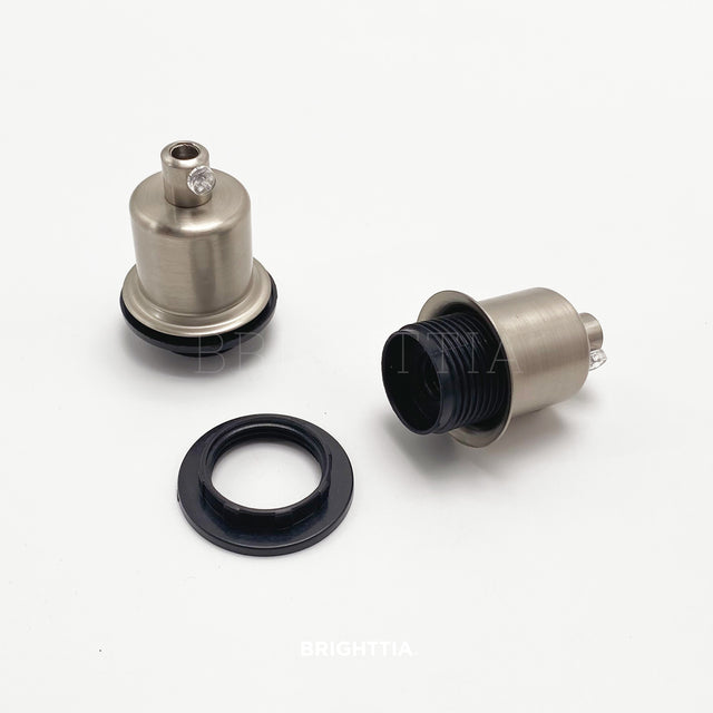 Half Cap E12 Shade-Ready Bulb Socket - Brushed Nickel