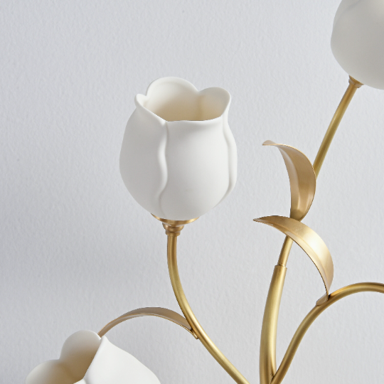 Modern Brass Wall Sconce With White Ceramic Tulip Shades