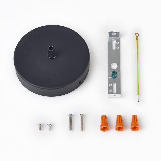 1-Port Black Ceiling Canopy With Nylon Cord Grip