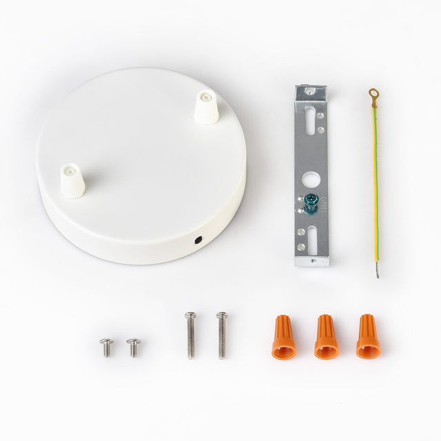 2-Port White Ceiling Canopy With Nylon Cord Grips