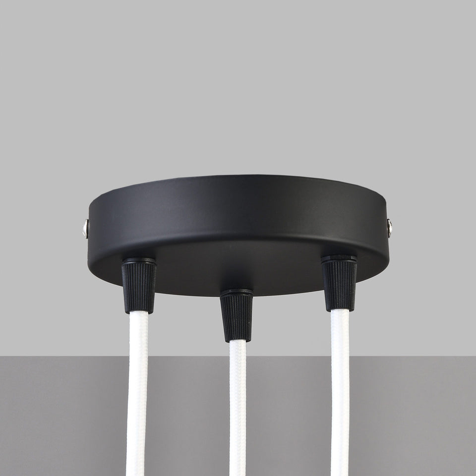 3-Port Black Ceiling Canopy With Nylon Cord Grips