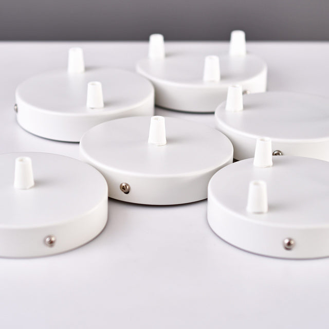 2-Port White Ceiling Canopy With Nylon Cord Grips