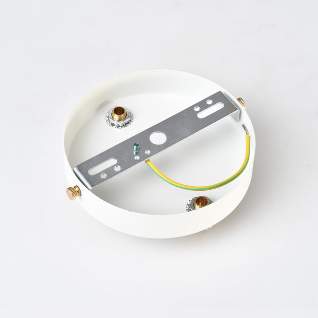2-Port White Ceiling Canopy With Brass Cord Grip