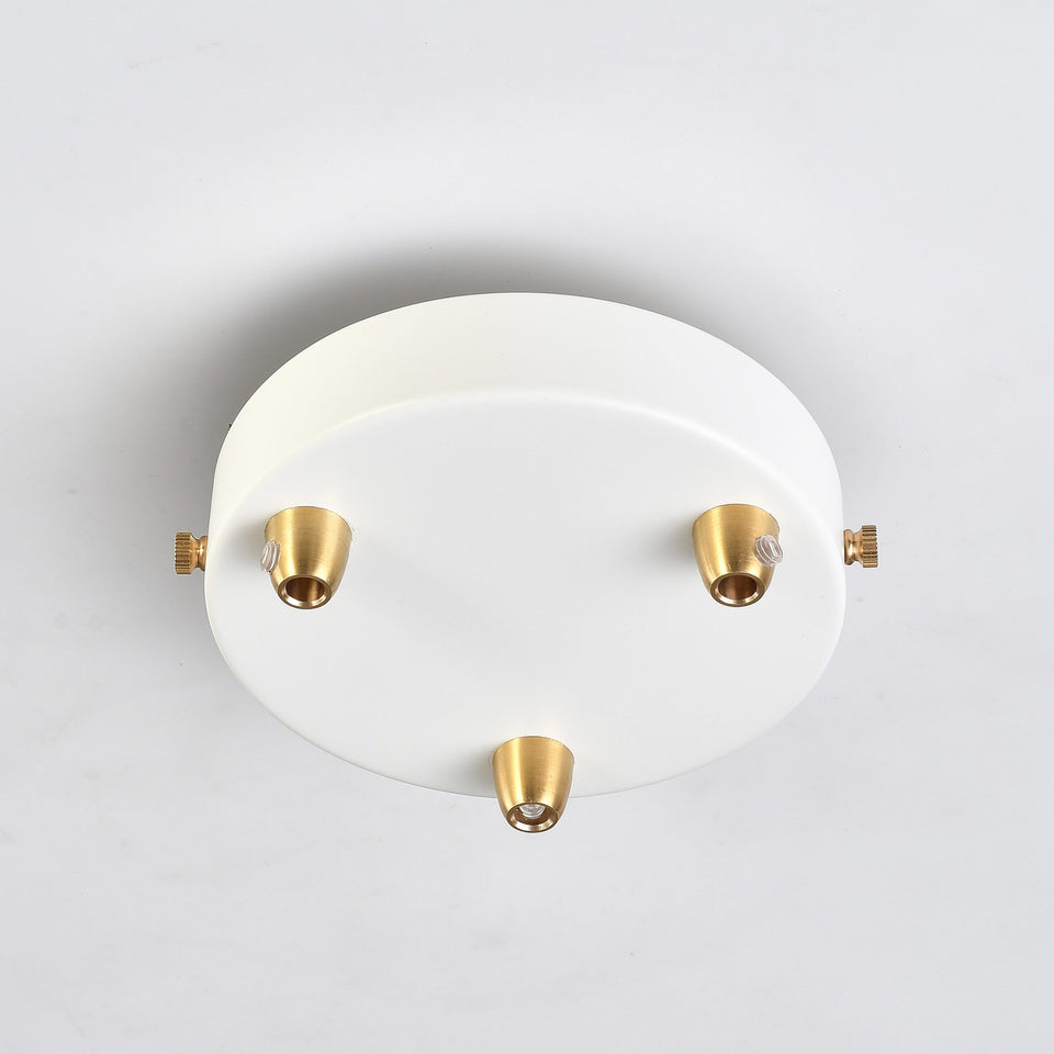 3-Port White Ceiling Canopy With Brass Cord Grip