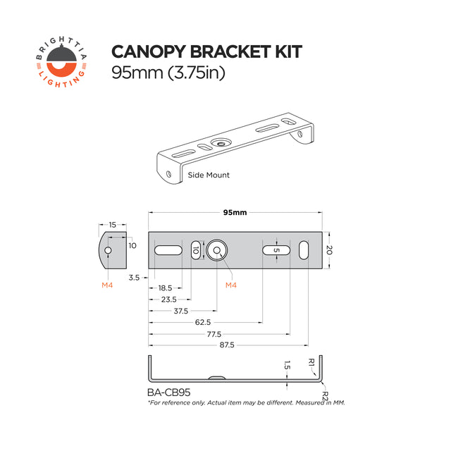 95mm (3.75in) Crossbar Bracket Kit For Lamp Canopies
