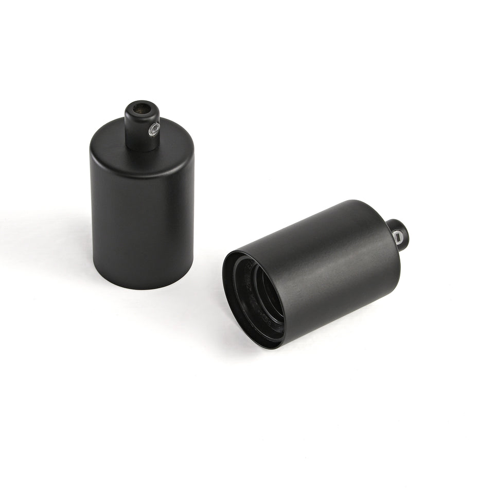 Full Cap E26 Bulb Socket With Cord Grip - Black