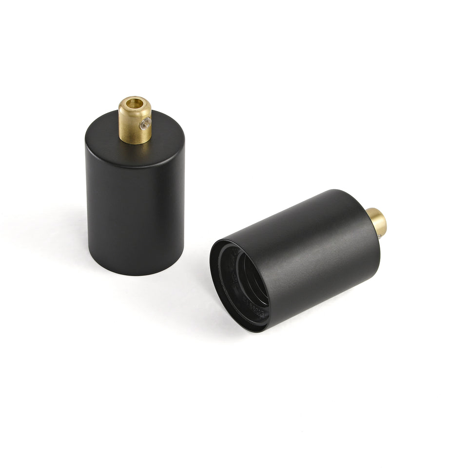 Full Cap E26 Bulb Socket With Cord Grip - Black/Gold