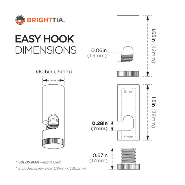 Easy Ceiling Hook - Black
