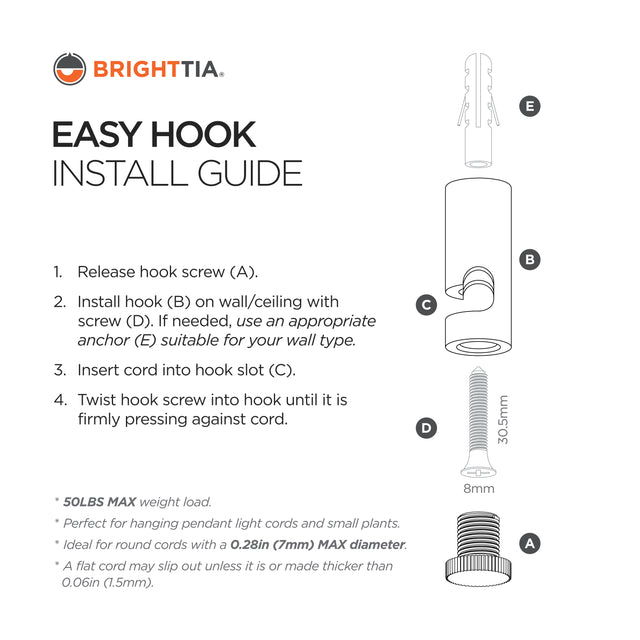 Easy Ceiling Hook - Black