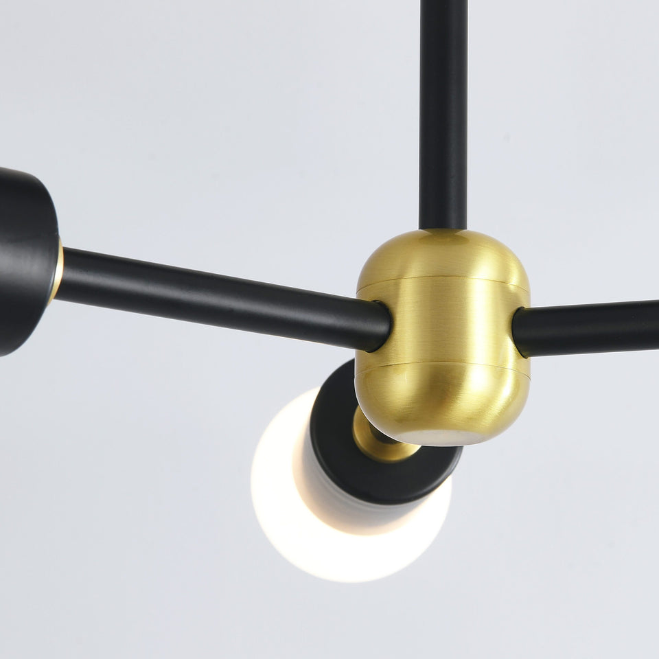 Brooklyn 3-Light Semi Flush Ceiling Lamp - Black/Gold