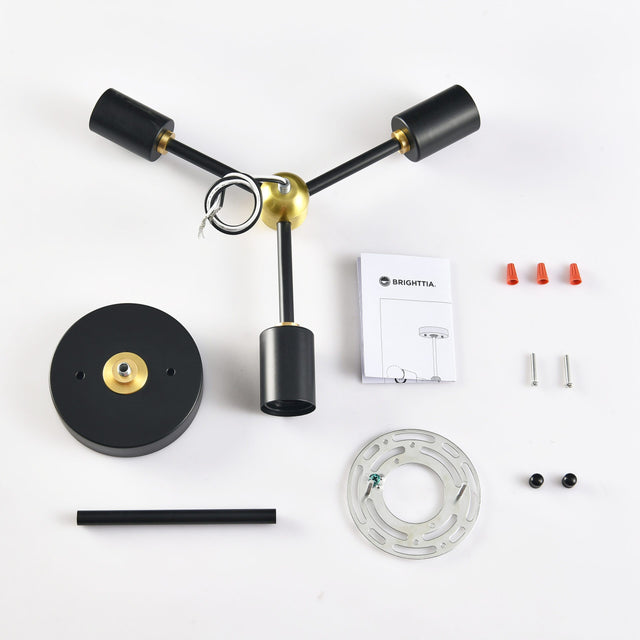 Brooklyn 3-Light Semi Flush Ceiling Lamp - Black/Gold