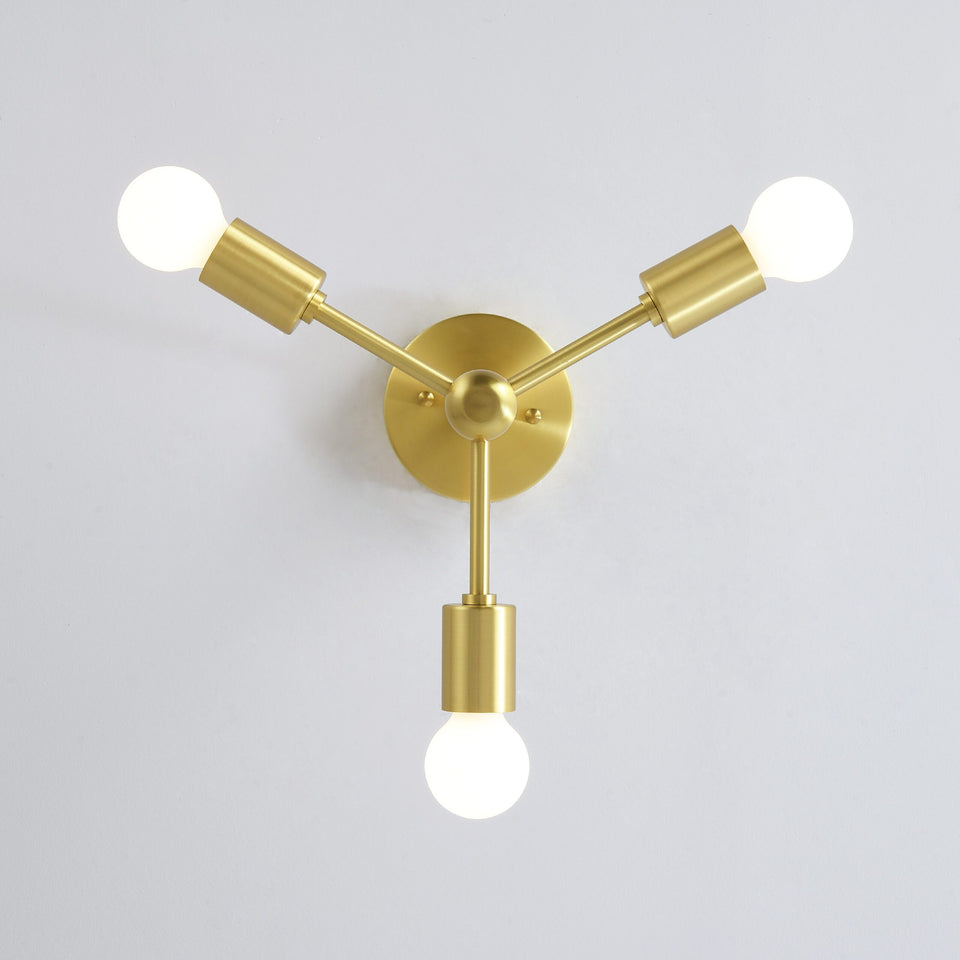 Brooklyn 3-Light Semi Flush Ceiling Lamp - Brushed Gold