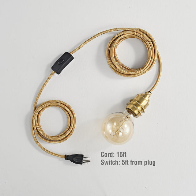 Premium Brass Shade Ready Hardwire Pendant - Brushed Brass