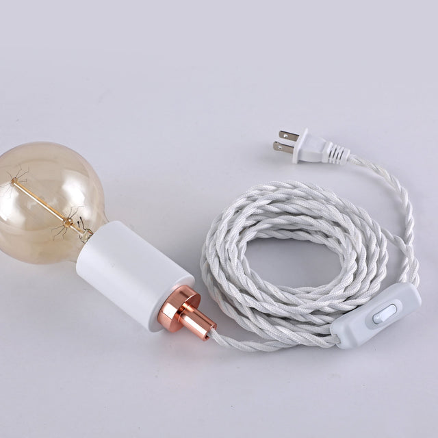 Simple Top Portable Plug-In Pendant - White/Rose Gold