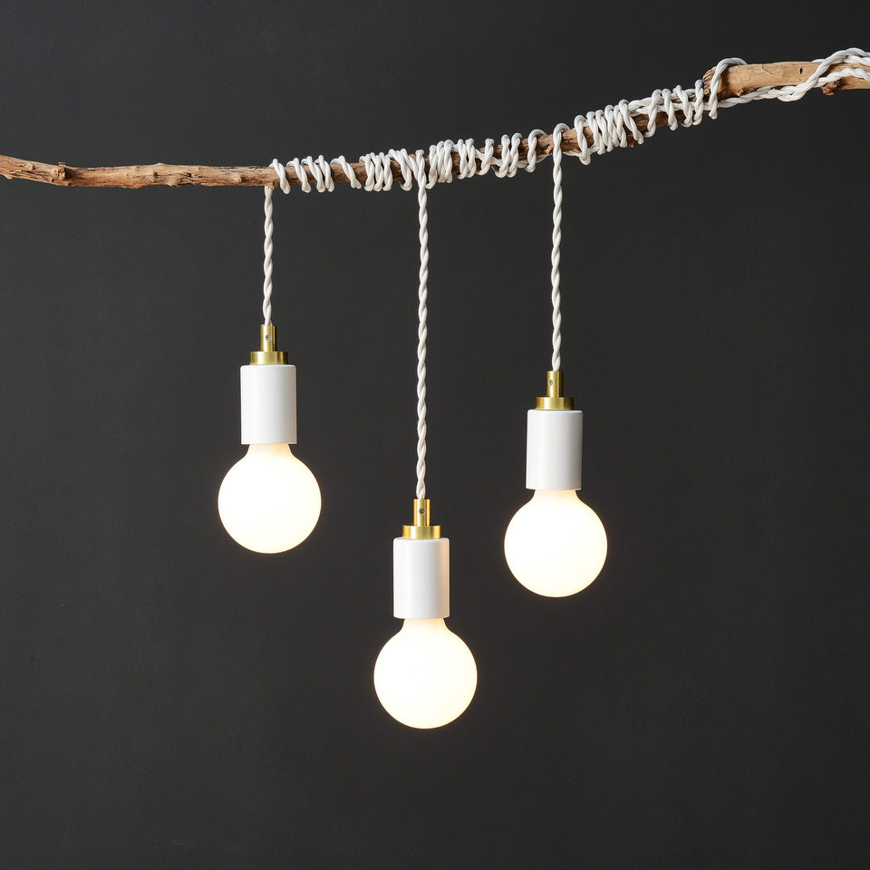 Simple Top Portable Plug-In Pendant - White/Gold