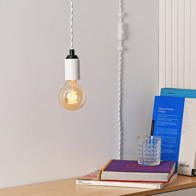 Step Up Plug-In Pendant - White & Black