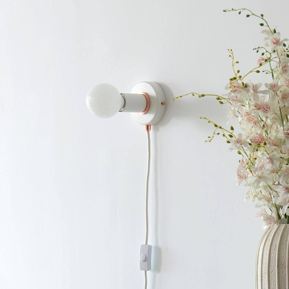 Simple Ring Plug In Wall Sconce - White/Rose Gold