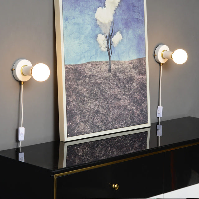 Simple Ring Plug In Wall Sconce - White/Gold