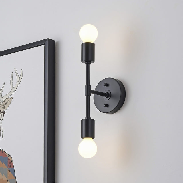 BW0023-2B: Matte black 2-light wall sconce