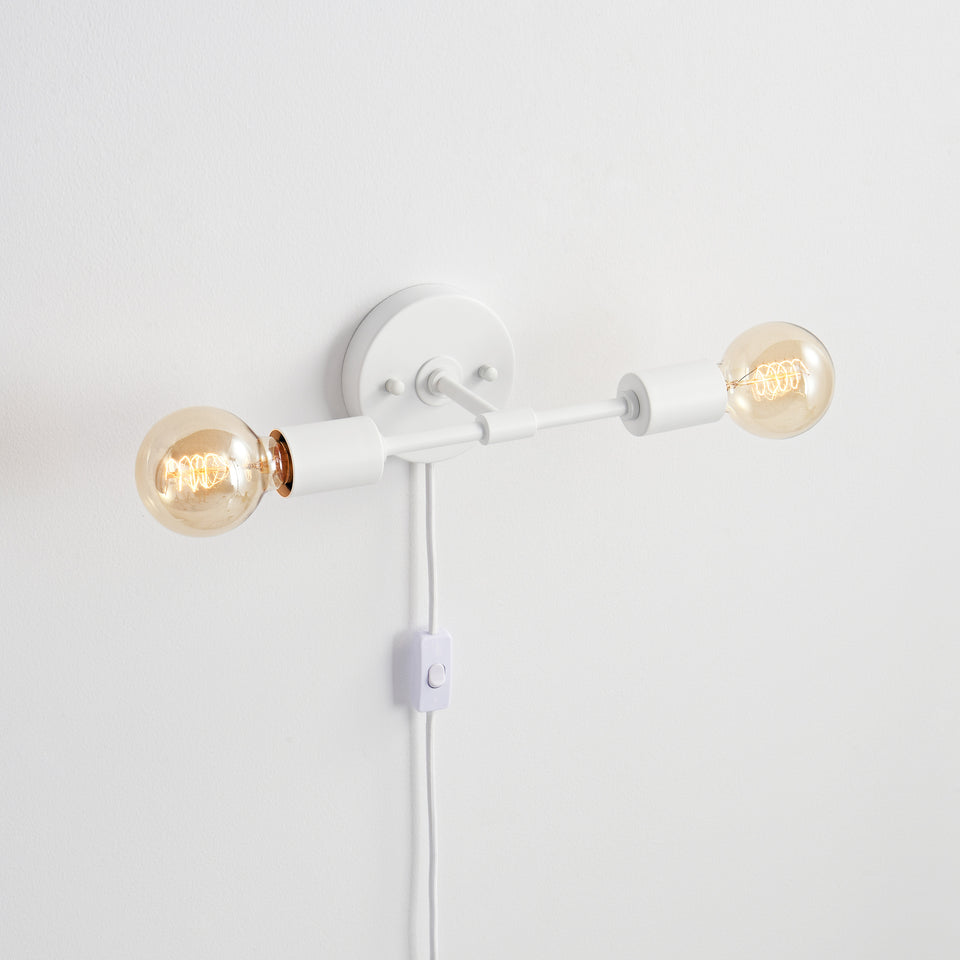 Brooklyn Plug-In 2-Light Wall Sconce - White