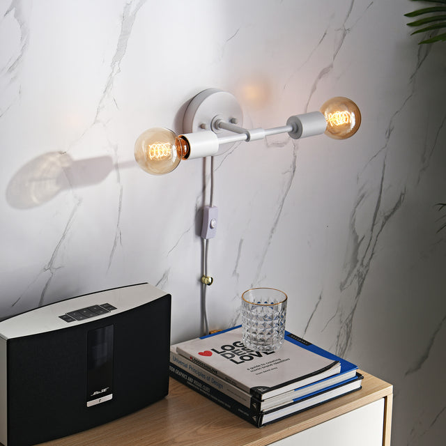 Brooklyn Plug-In 2-Light Wall Sconce - White