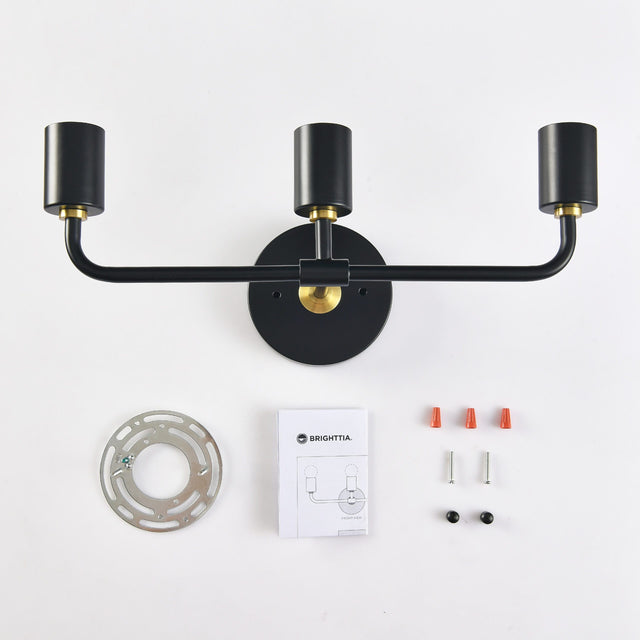 Brooklyn 3-Light Wall Sconce - Black/Gold